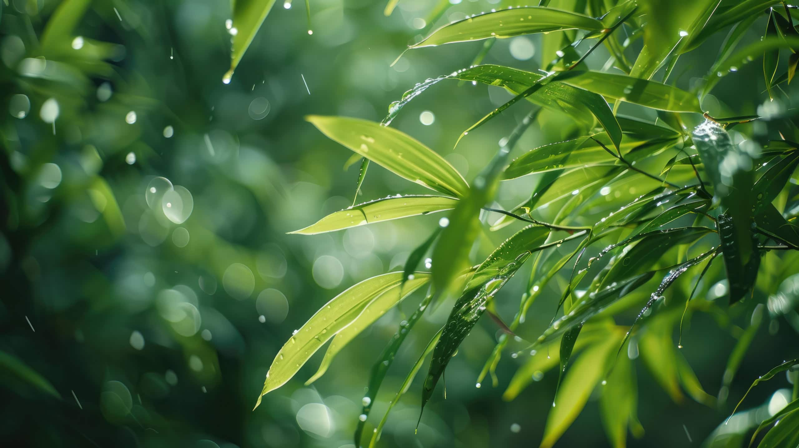 rice branches with green leaves in close up shot